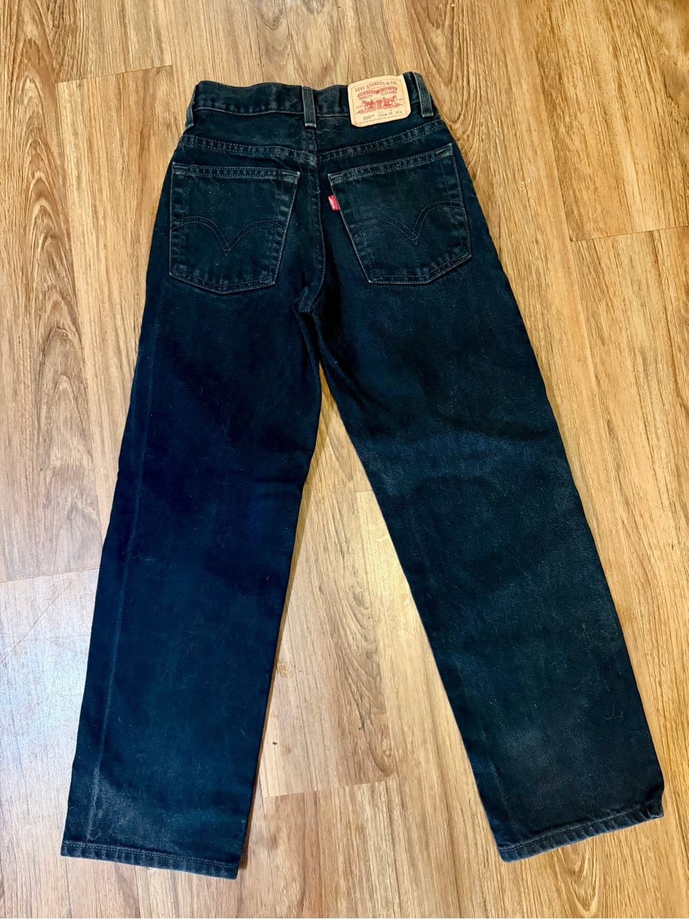 Vintage Levi 550 Relaxed Fit Kids Black Denim Jeans Boys Size 12 100% Cotton - Picture 5 of 13